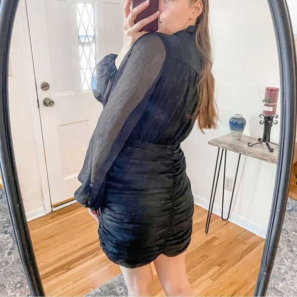 House of Harlow 1960 Ruched Long Sleeve Mini Dress 6 - Picture 3 of 8